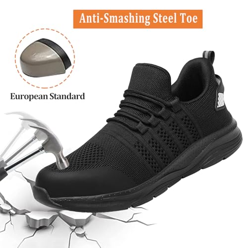 Detalle de Safety Trainers Men Steel Toe Cap Trainers by LUPWEE – Black, UK 9.5