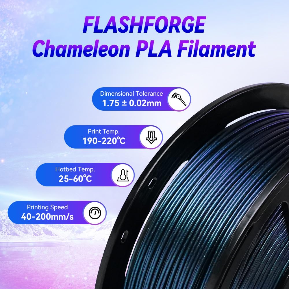 Thumbnail 3 de FLASHFORGE Chameleon PLA Farbwechsel-Filament 1,75 mm – Burnt Titanium, 1-kg-Spule, Maßgenauigkeit ± 0,02 mm