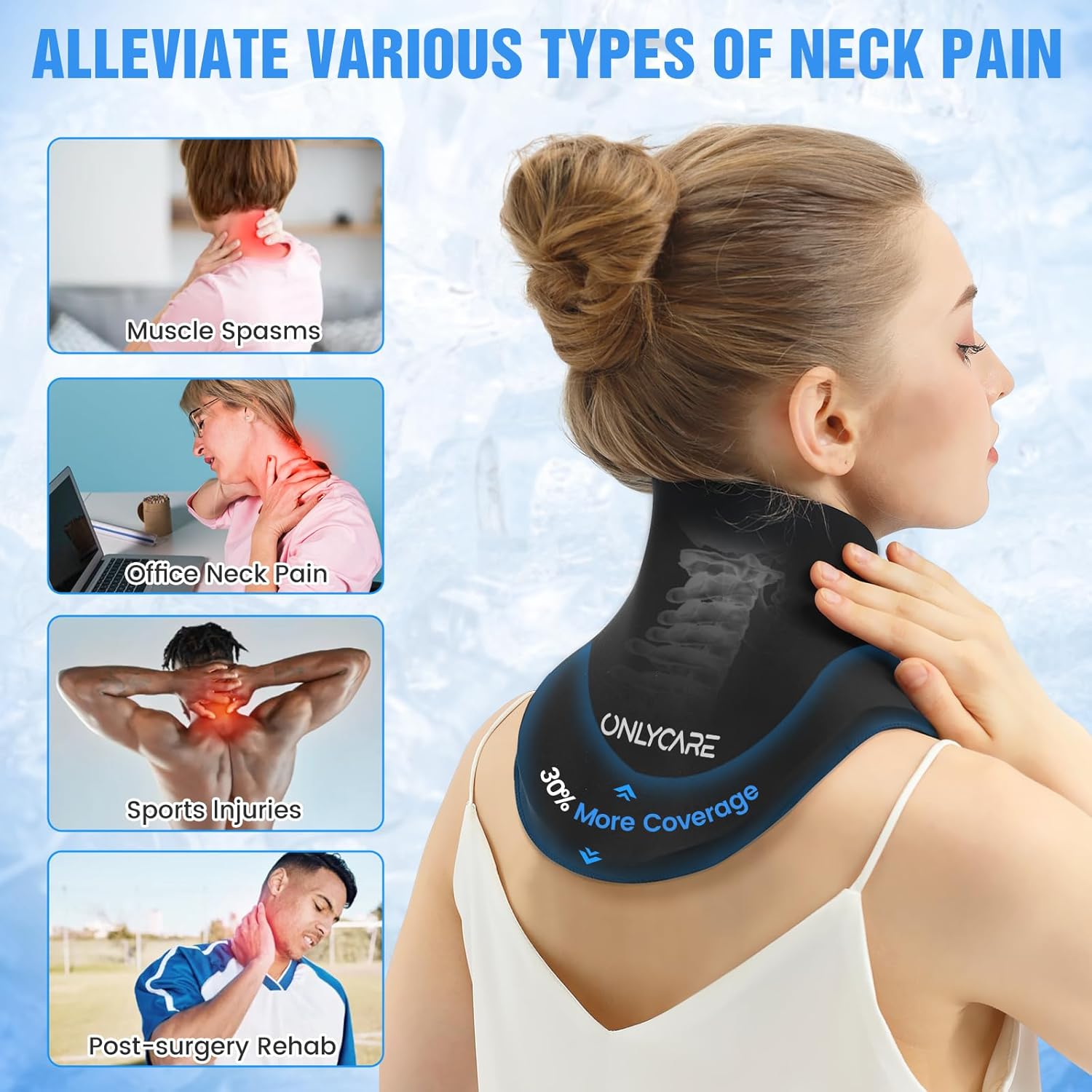Detalle 2 de ONLYCARE CN01 Reusable Neck Ice Pack Wrap, Adjustable Hot and Cold Gel Compress