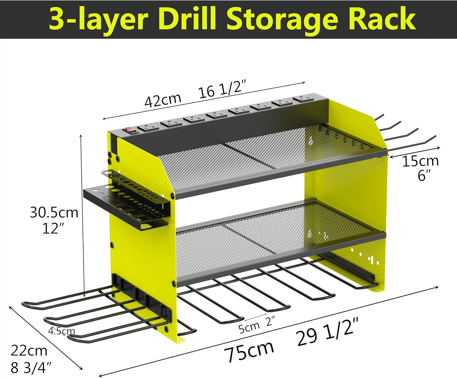 Thumbnail 3 de Wall Mount Drill Storage Rack with Charging Station