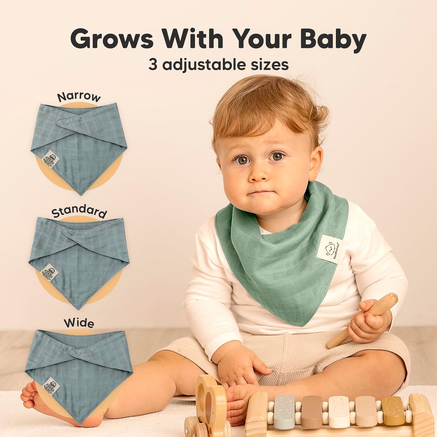 Detalle de 8er-Set Musselin Baby Lätzchen Mirage – Bandana-Lätzchen aus Baumwolle und Bambusviskose für Jungen und Mädchen