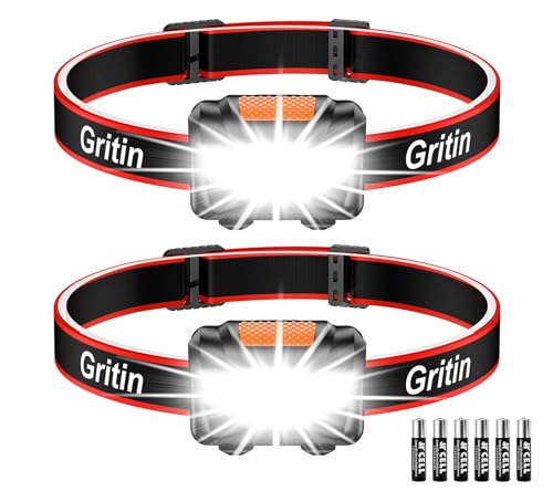 Detalle de Gritin Linterna Frontal LED 2 Pack con COB Super Brillante y 3 Modos