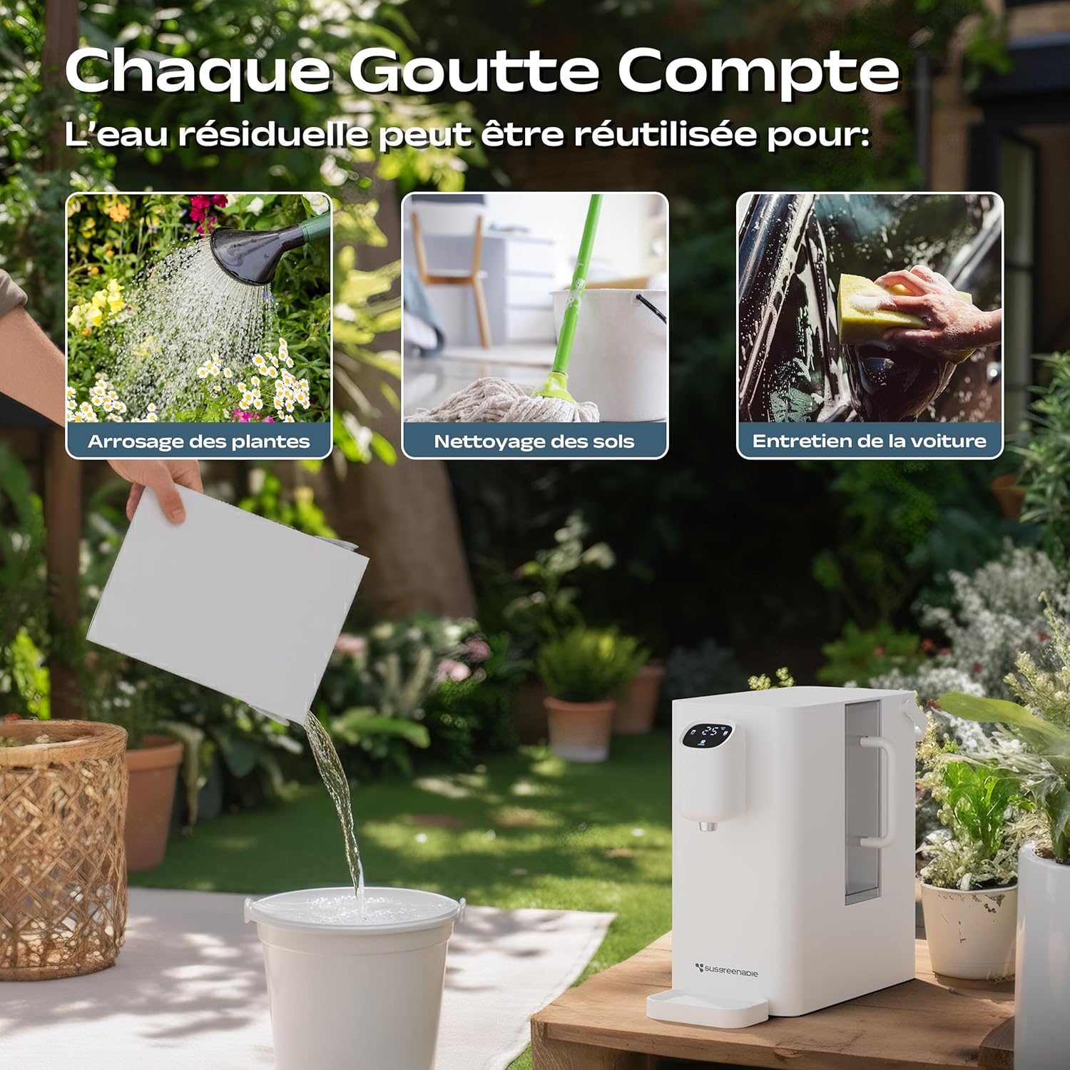 Thumbnail 6 de CIARRA X SusGreenable Osmoseur à osmose inverse – eau purifiée, eau chaude instantanée et sans installation