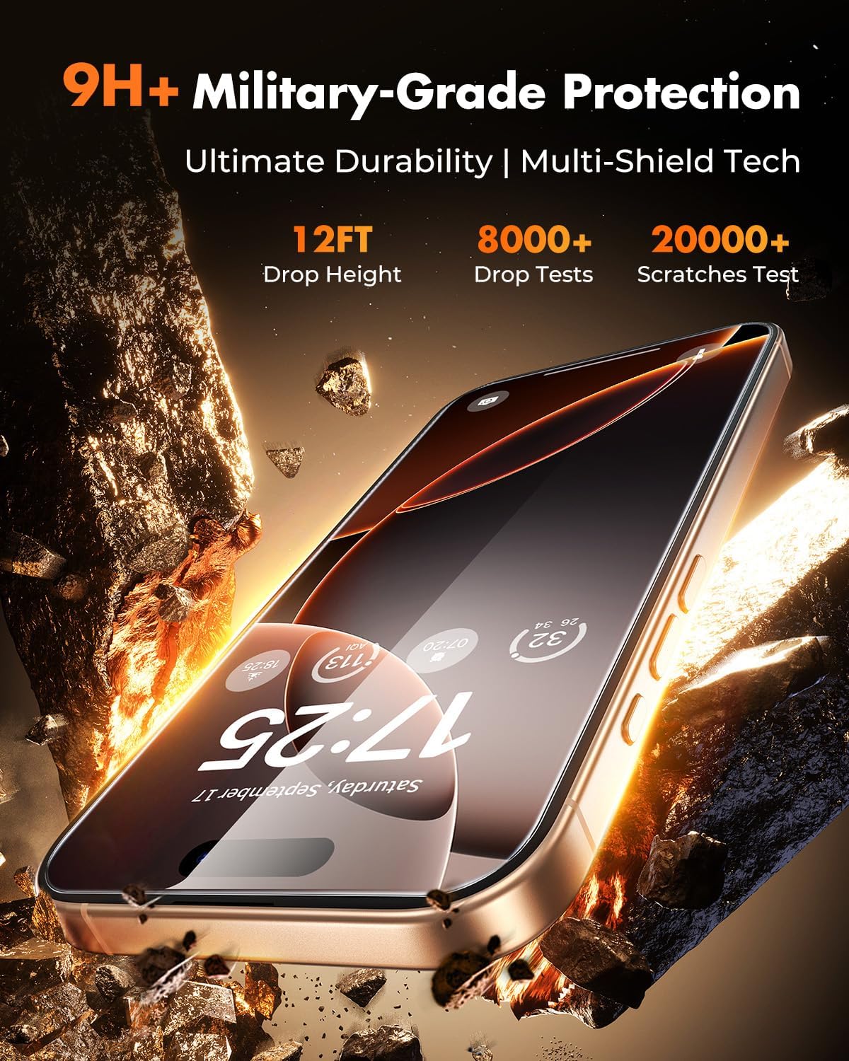 Thumbnail 1 de UNBREAKcable 2+2 Pack Tempered Glass Screen Protector & Lens Protector for iPhone 16 Pro Max