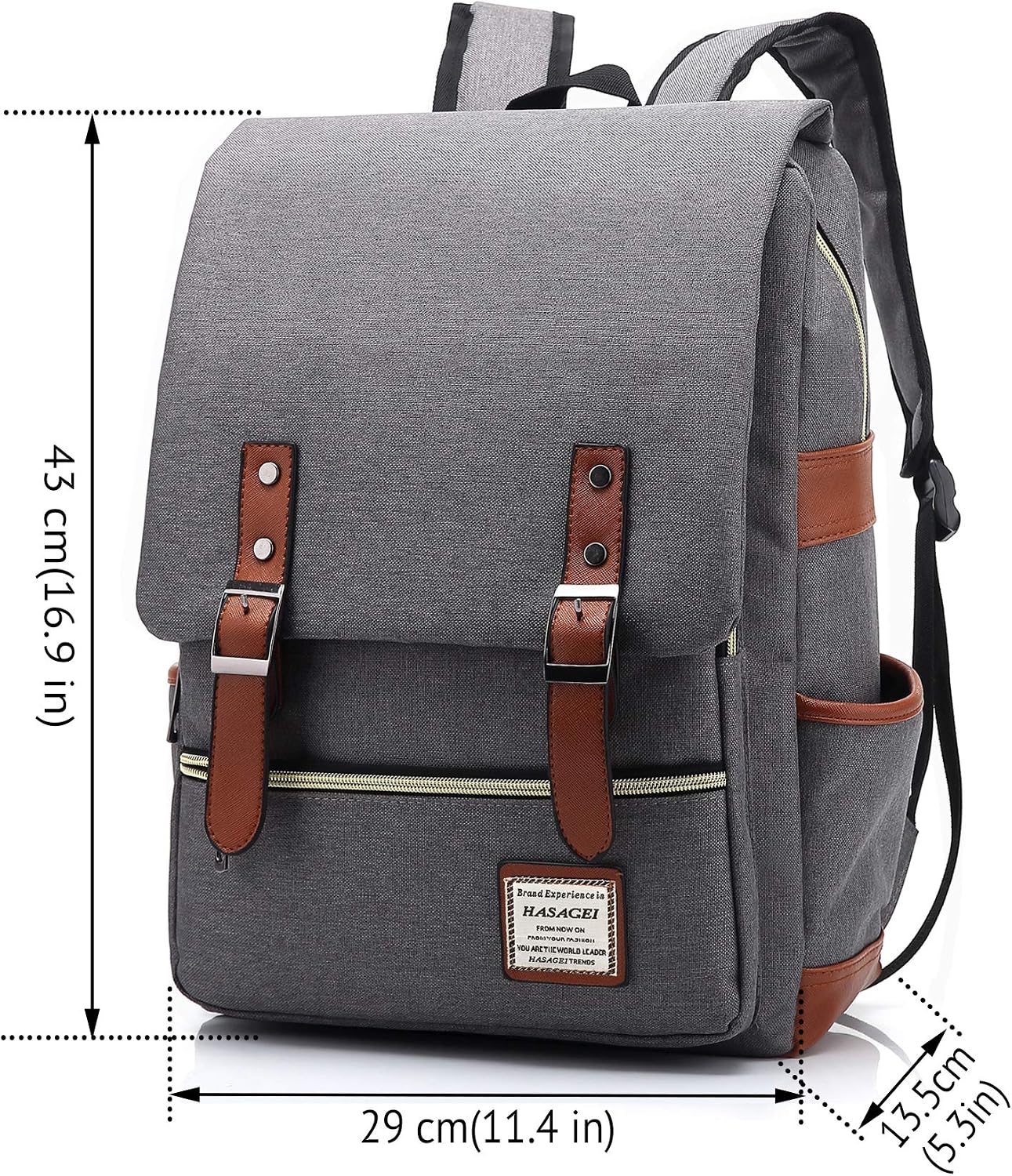 Detalle 2 de HASAGEI Vintage Backpack: Unisex Rucksack for School, Travel and Laptop Storage
