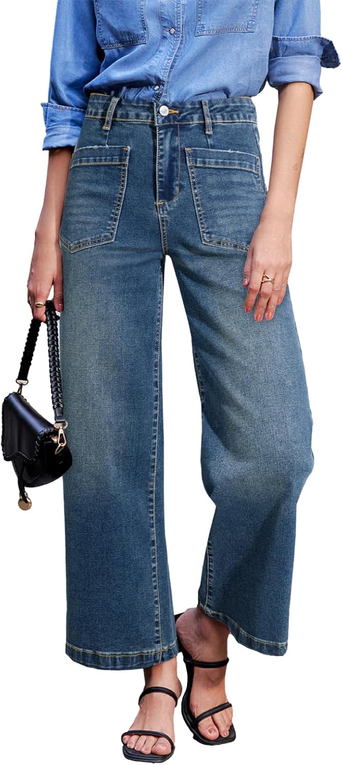Detalle de Sidefeel Wide-Leg Jeans, Up to 28-Inch Inseam
