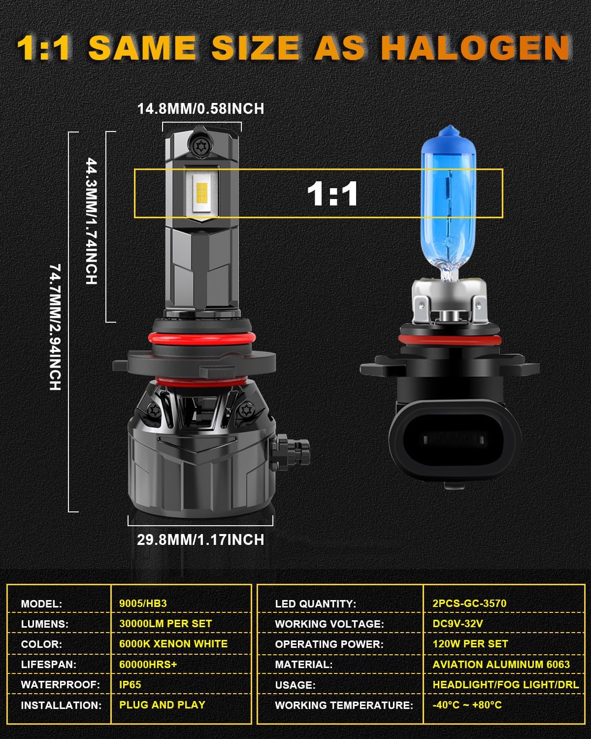 Thumbnail 4 de KATUR HB3 Lampadine LED 120W 30000LM