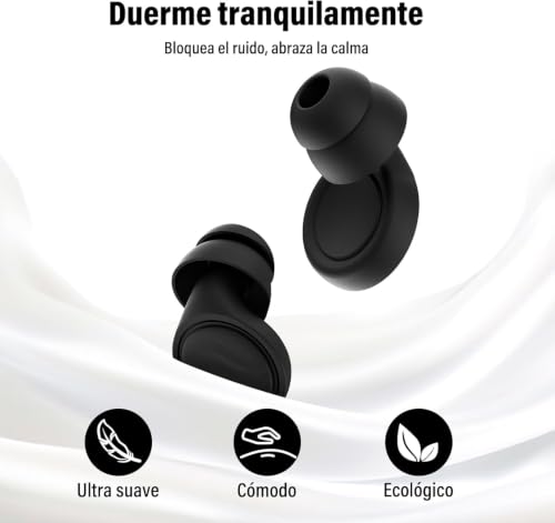 Detalle de Tapones oídos IDE11: reducción de ruido reusable con 7 pares de silicona para dormir, estudiar, viajar y conciertos