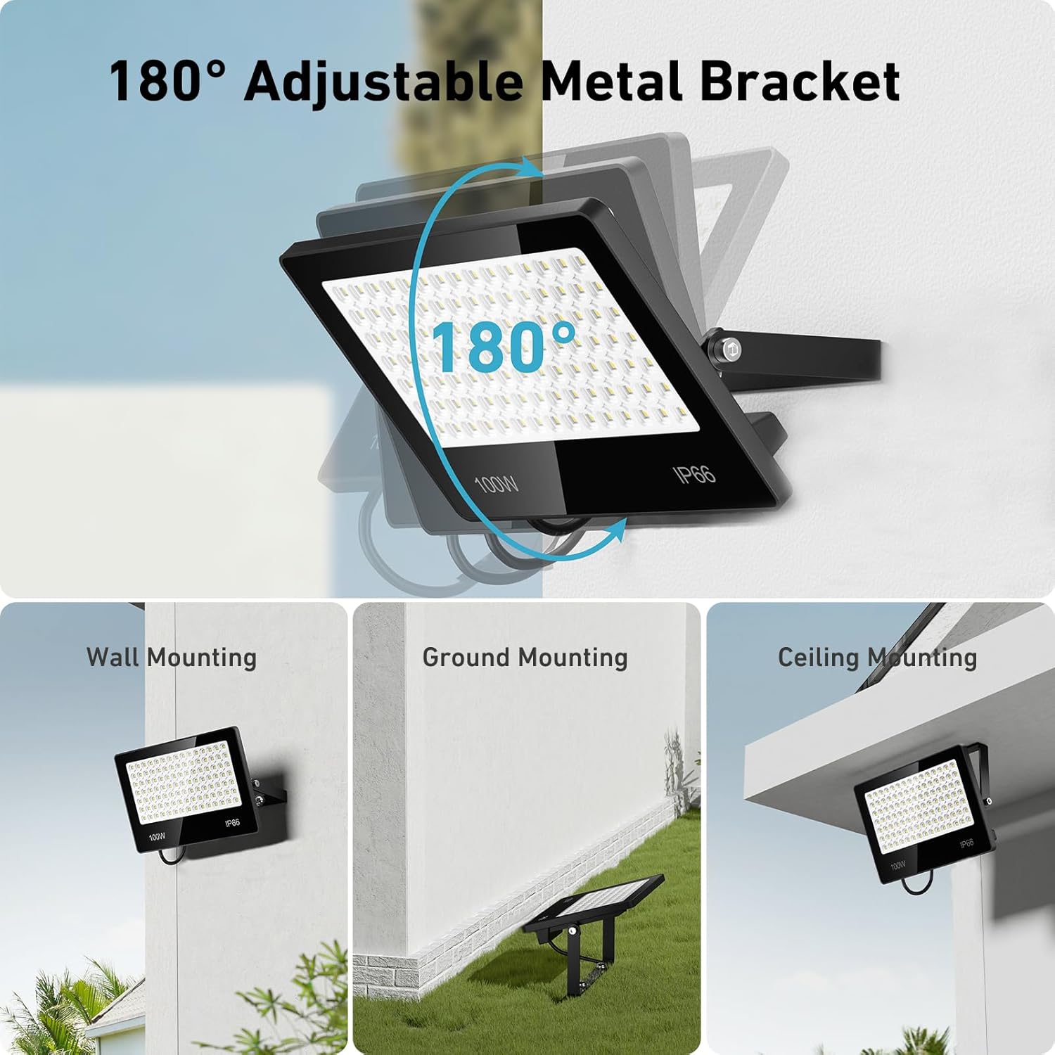 Detalle de Projecteur LED Extérieur 100W – 10000 LM, 6500K, IP66, 105 LEDs