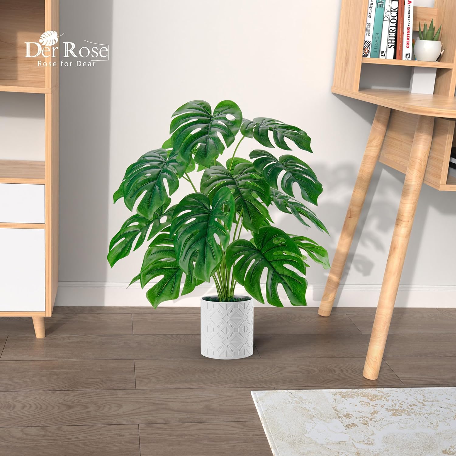 Detalle 2 de Der Rose Plantes Artificielles Intérieur Monstera en Pot – 71 cm × 56 cm, Décoration Durable et Facile d’Entretien