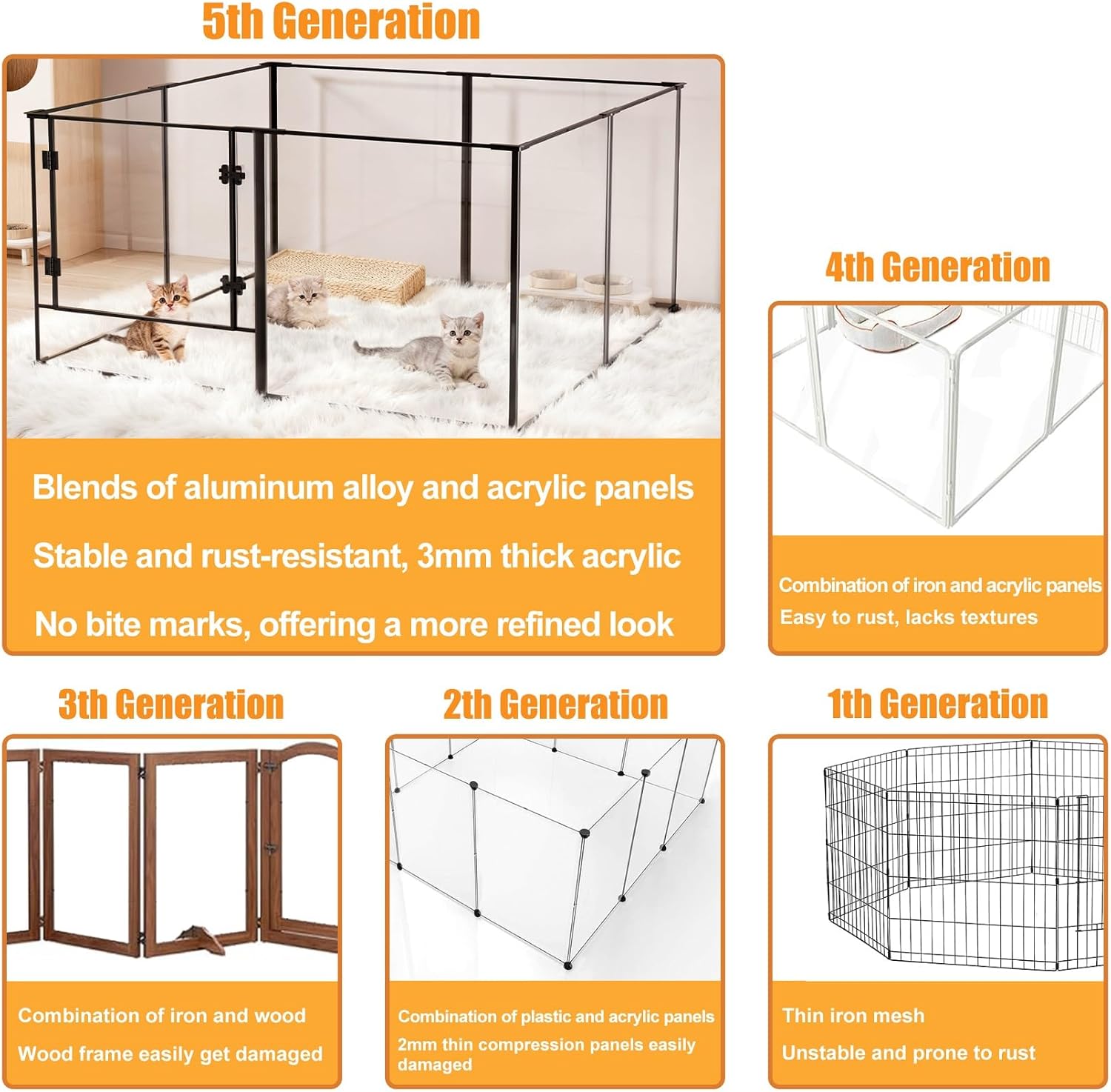 Thumbnail 6 de BingoPaw Acrylic Litter Box XL Dog Fence: 8-Piece Puppy Run, 123 x 123 x 77 cm