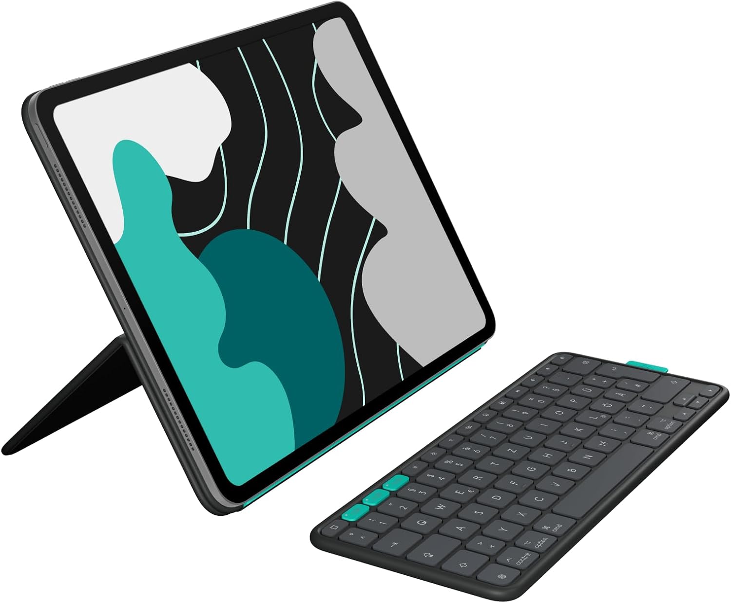 Detalle de Logitech Flip Folio: Tastatur-Case für iPad Pro 13 Zoll (M4/M5) und iPad Air 13 Zoll (M2/M3) – DEU QWERTZ, Graphit