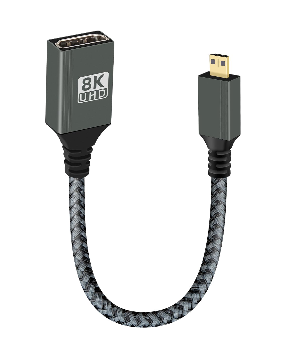 Detalle de RIIEYOCA 8K HDTV 2.1 90° Micro HDTV Adapter Cable (15cm) – Male to Female