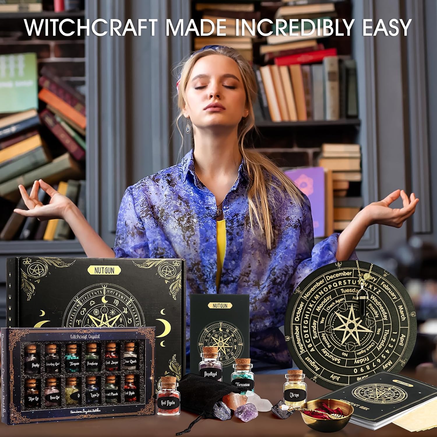 Detalle 2 de Nutgun Large Witchcraft Supplies Kit 60 PCS – Wiccan Tools for Beginners