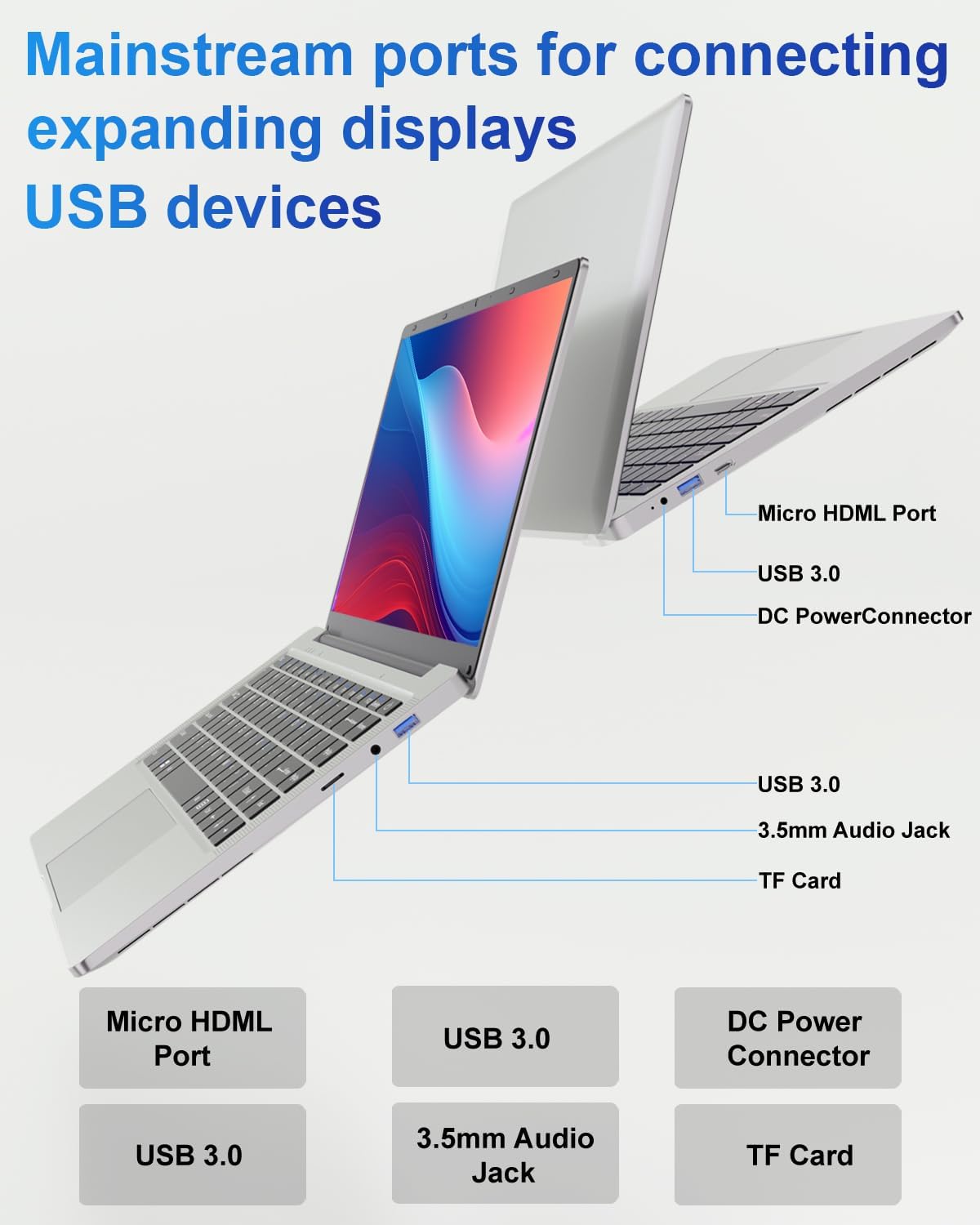 Thumbnail 2 de LEEDOW 14-inch Laptop (Celeron N4000, 6GB RAM, 128GB SSD) – fanless, dual-band WiFi