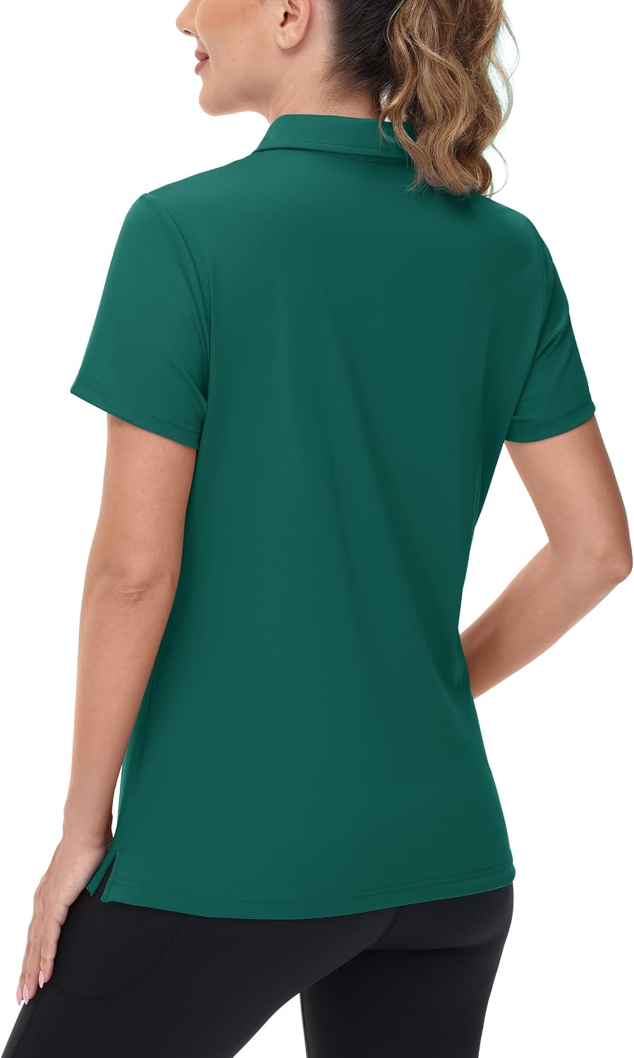 Detalle de TACVASEN Women's V-Neck Polo: UPF 50+ Sun Protection, Quick-Dry Golf Polo