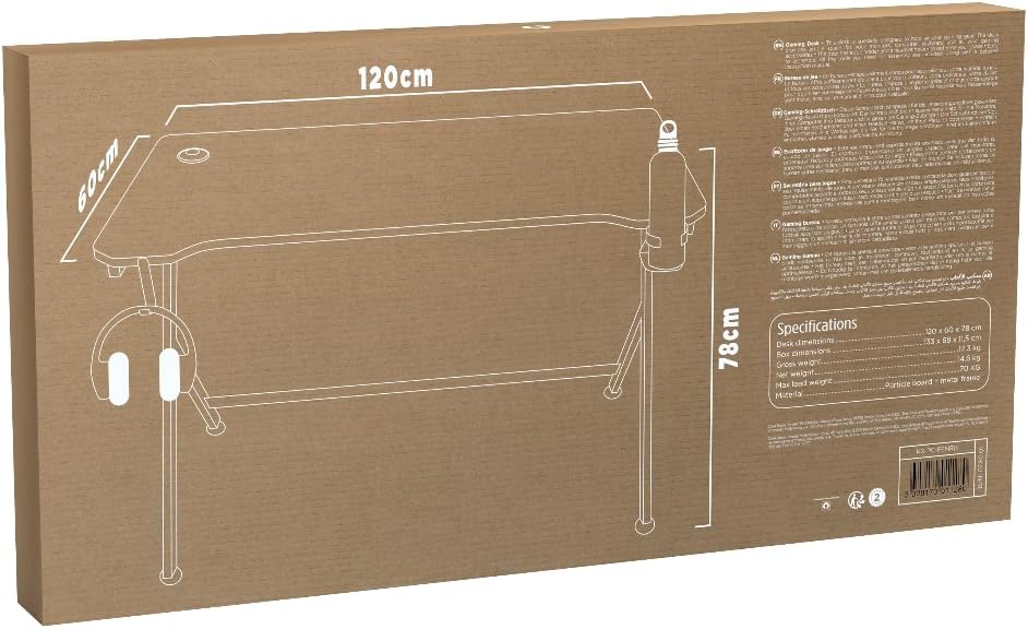 Thumbnail 6 de Konix Fenris Gaming Schreibtisch 120 x 60 x 78 cm – Y-Form, Holz & Metall