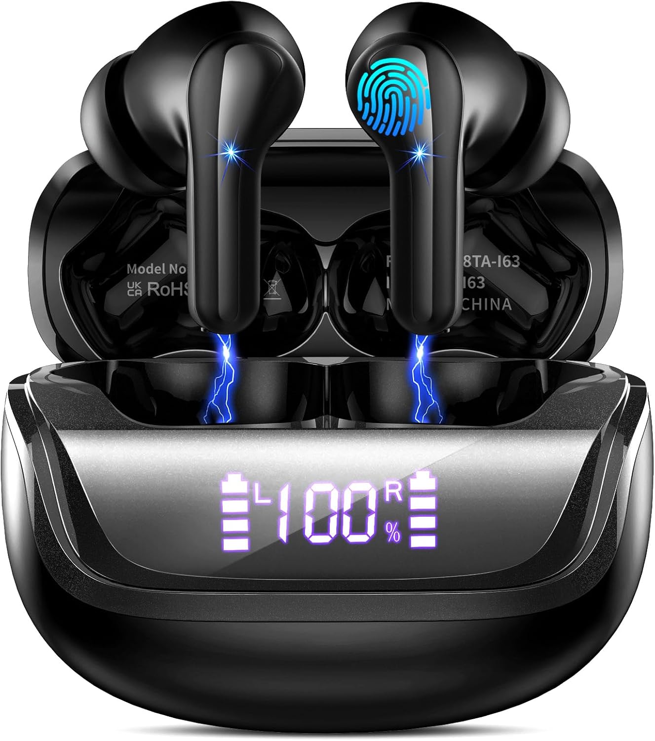 Detalle de Nerunsa Bluetooth 5.4 Wireless Earbuds with 4 ENC Mics and LED Display