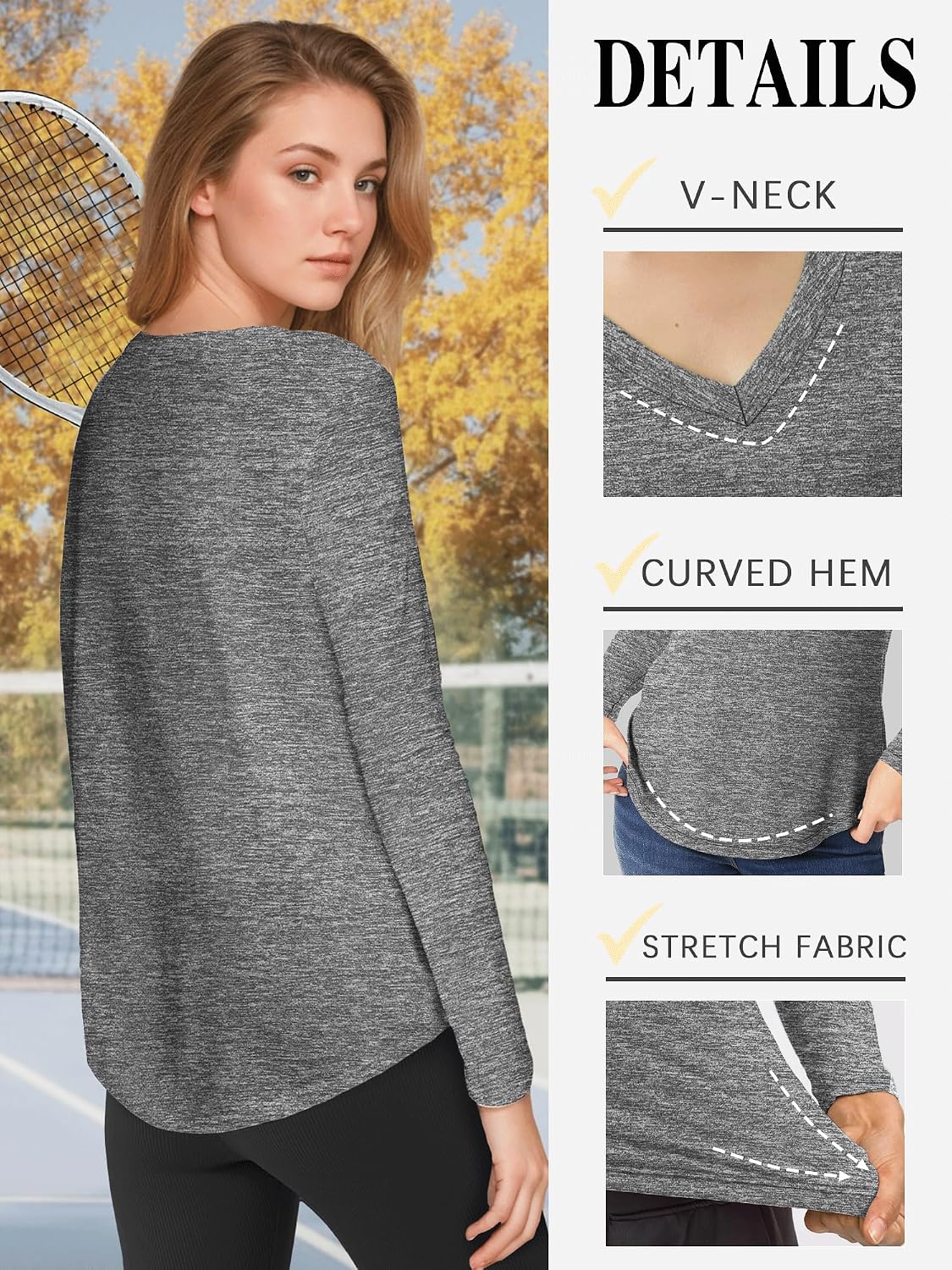 Thumbnail 4 de Sportshirt Damen Kurzarm V-Ausschnitt UPF 50+ – 5er-Pack, atmungsaktiv und flexibel