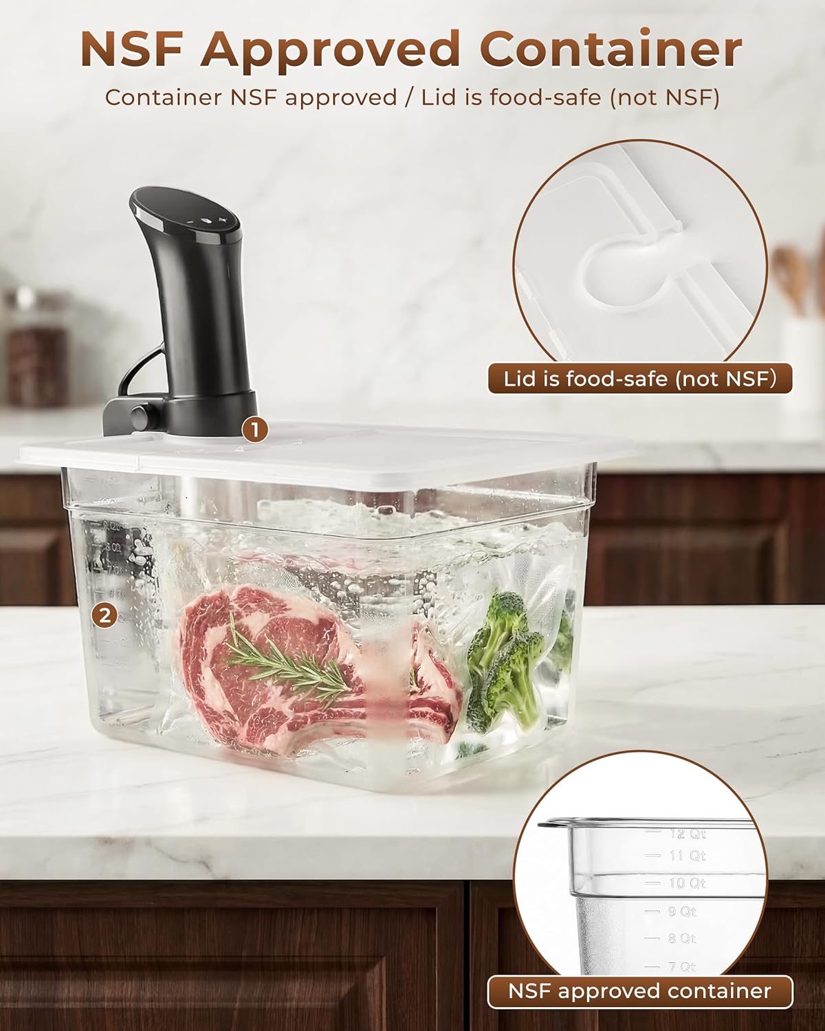 Detalle de EVERIE EVC-12 sous vide container 12 Quart 🍲