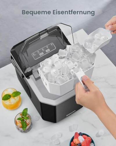 Detalle de Silonn Eiswürfelmaschine mit Griff – tragbar, selbstreinigend und kompakt