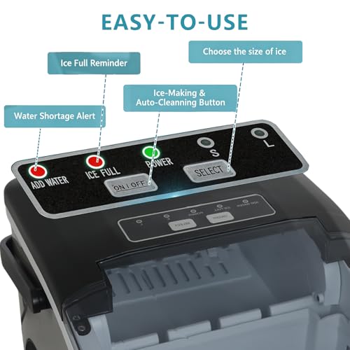 Thumbnail 5 de Grennswick Portable Countertop Ice Maker, 2 Bullet Ice Sizes, 14kg/24h