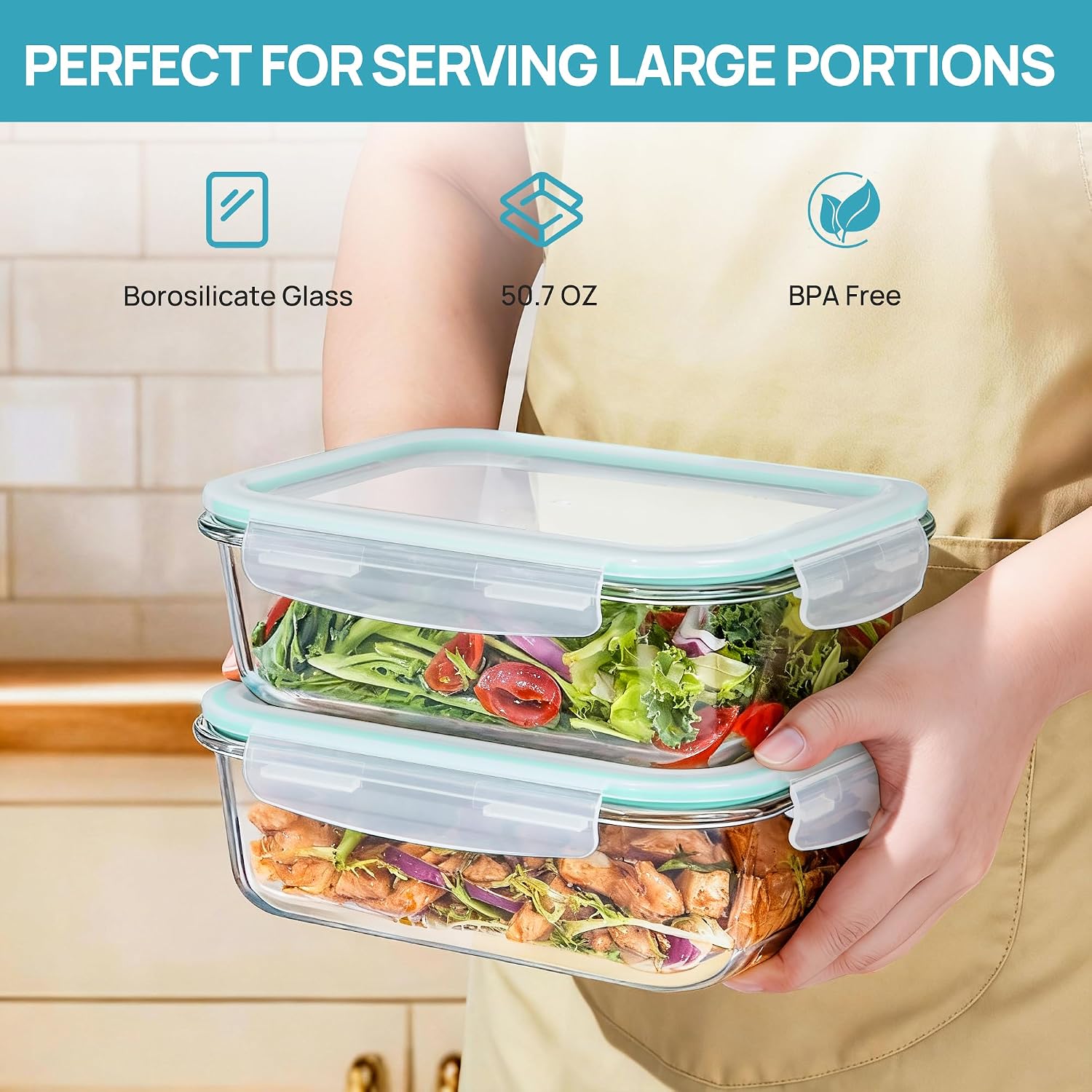 Detalle de Vtopmart Glass Food Storage Containers, 1,500 mL