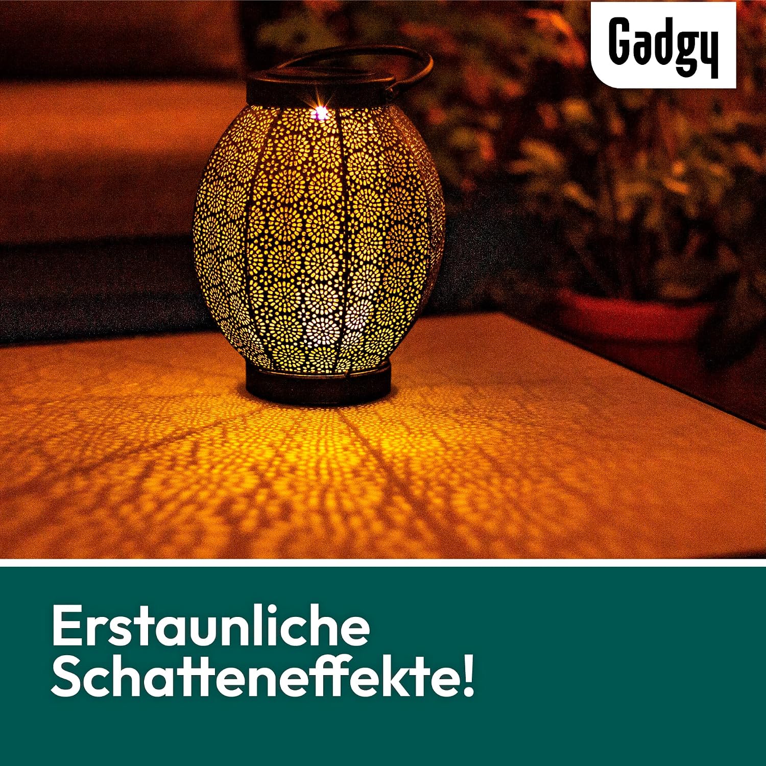 Detalle de Gadgy Solar Laterne Außen – Orientalische Hänge- oder Tischlampe im Blumen-Design
