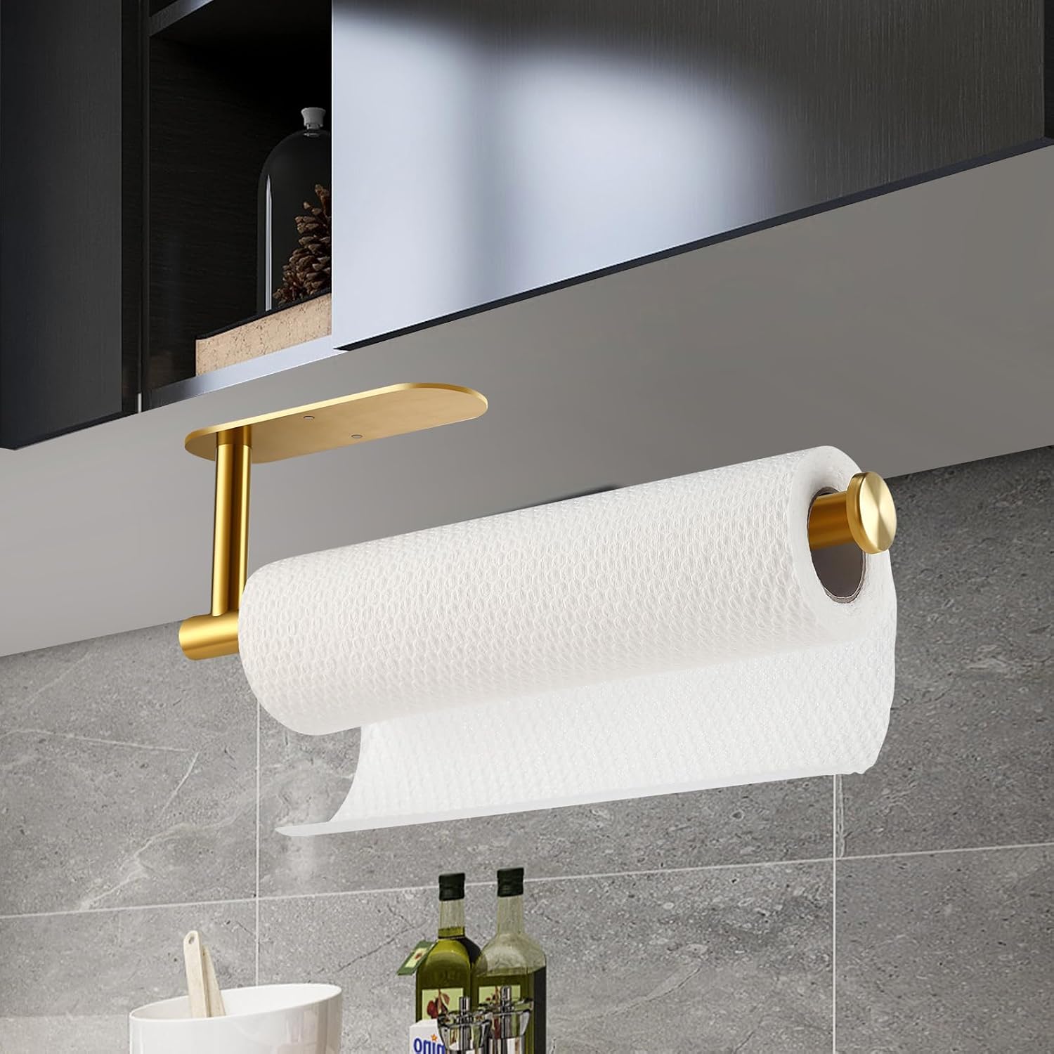 Detalle 2 de Fvviia Under-Cabinet Paper Towel Holder, Gold, SUS304 Stainless Steel