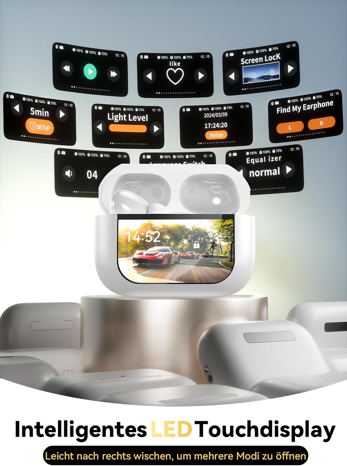 Thumbnail 1 de ZZU Kabellose Bluetooth-In-Ear Kopfhörer mit ANC & ENC, Smart Touch-Ladecase, 48 Std. Laufzeit (Weiß)