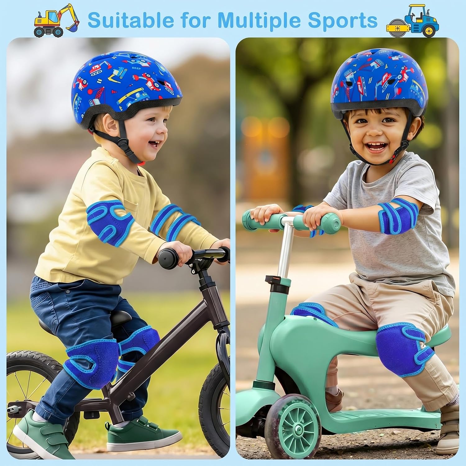 Thumbnail 6 de Toddler Helmet with Knee and Elbow Pads Set for 1–3 Years – Adjustable Baby Bike Helmet with Protective Gear