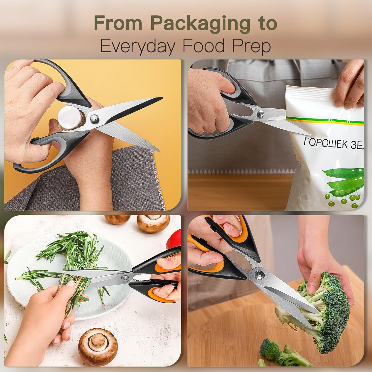 Thumbnail 3 de Astercook Kitchen Scissors All Purpose Heavy Duty (3-Pack) – Stainless Steel Shears with Serrated Blade