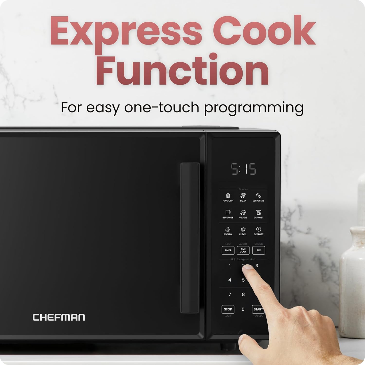 Thumbnail 4 de Chefman Countertop Microwave Oven 0.9 Cu. Ft with 900 Watts