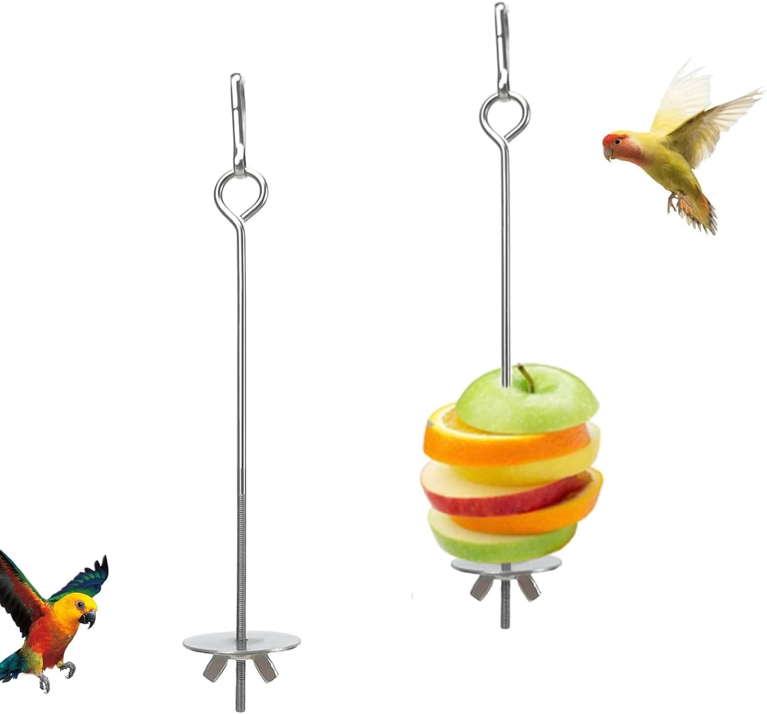 Detalle de 2 Pcs Parrot Skewer Feeder – Stainless Steel Bird Fruit Skewers for Budgie, Parakeet & Cockatiel
