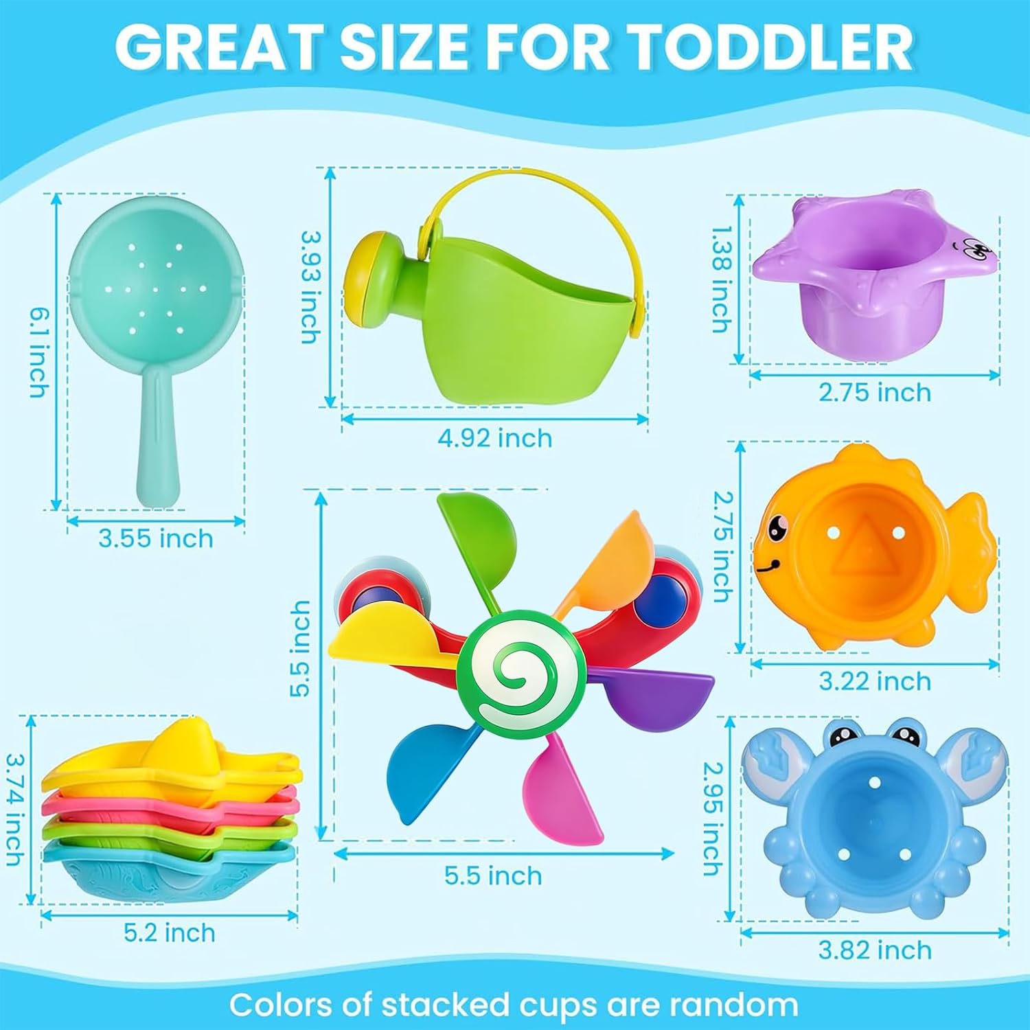 Thumbnail 1 de Baby Bath Toys for 1–5 Year Olds: 10-Piece Mould-Resistant Set for Toddlers