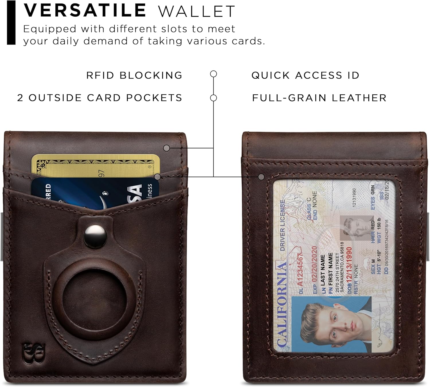 Detalle 2 de SERMAN Money Clip Wallet, minimalist bifold ๐