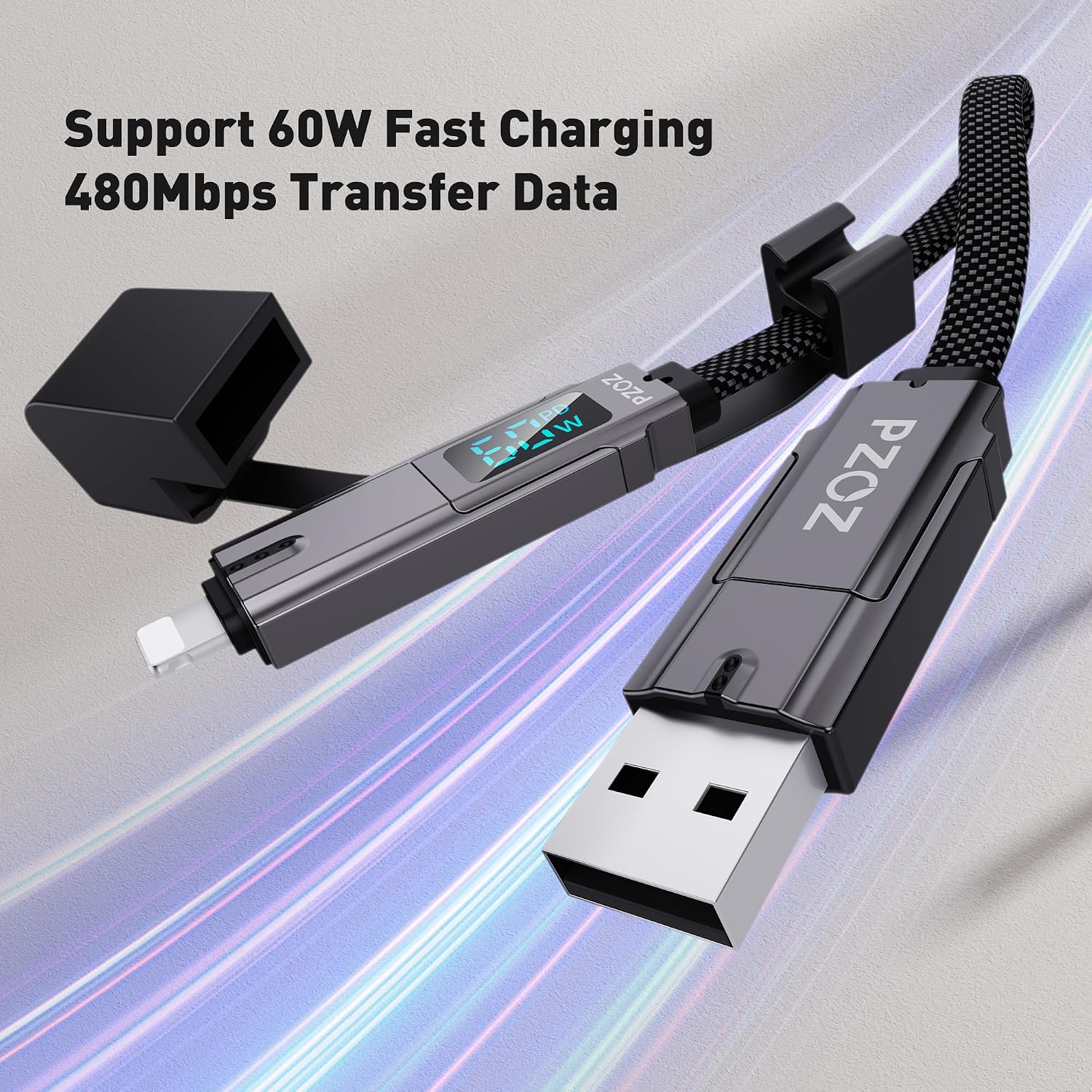 Detalle 2 de PZOZ Multi Charger Cable 60W keychain fast charging cable