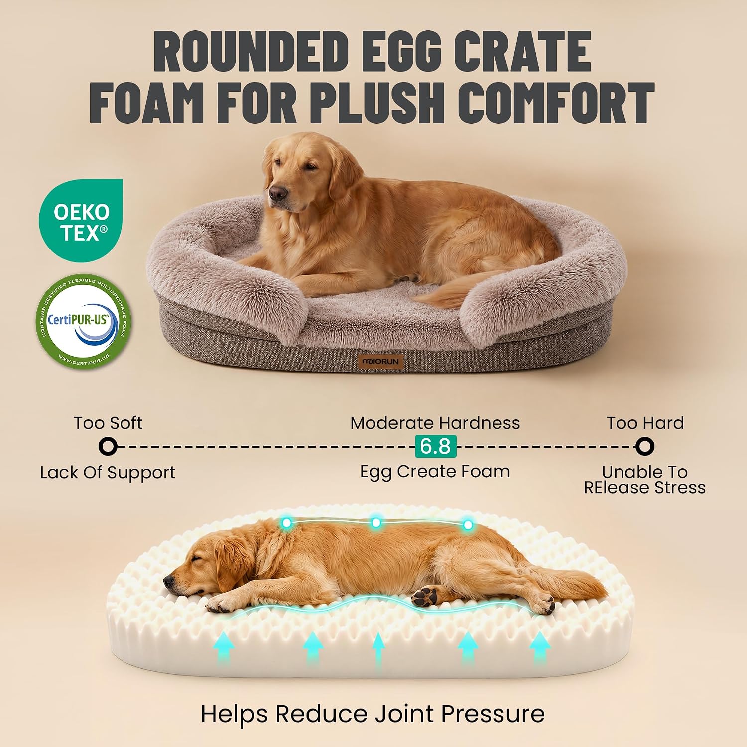 Detalle de Miorun Orthopedic Dog Bed, 43-Inch