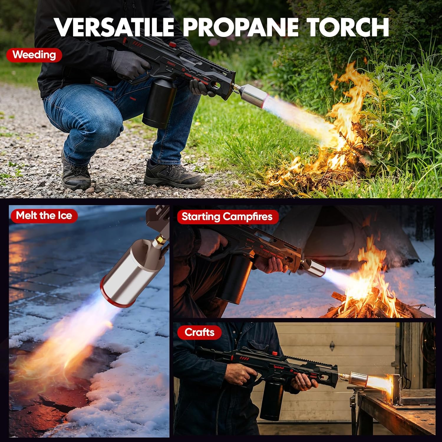 Thumbnail 5 de IgnitChef Propane Torch Gun with One-Touch Max Fire — kitchen blow torch for searing, grilling, and starter jobs