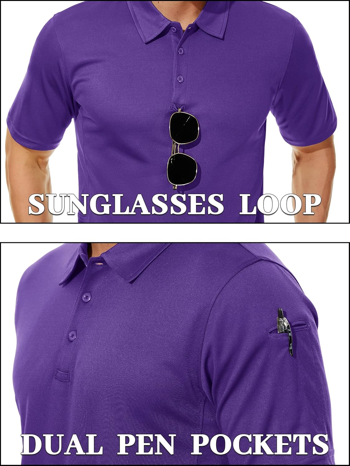 Thumbnail 2 de TACVASEN Men's Breathable Quick-Dry Golf Polo Shirt