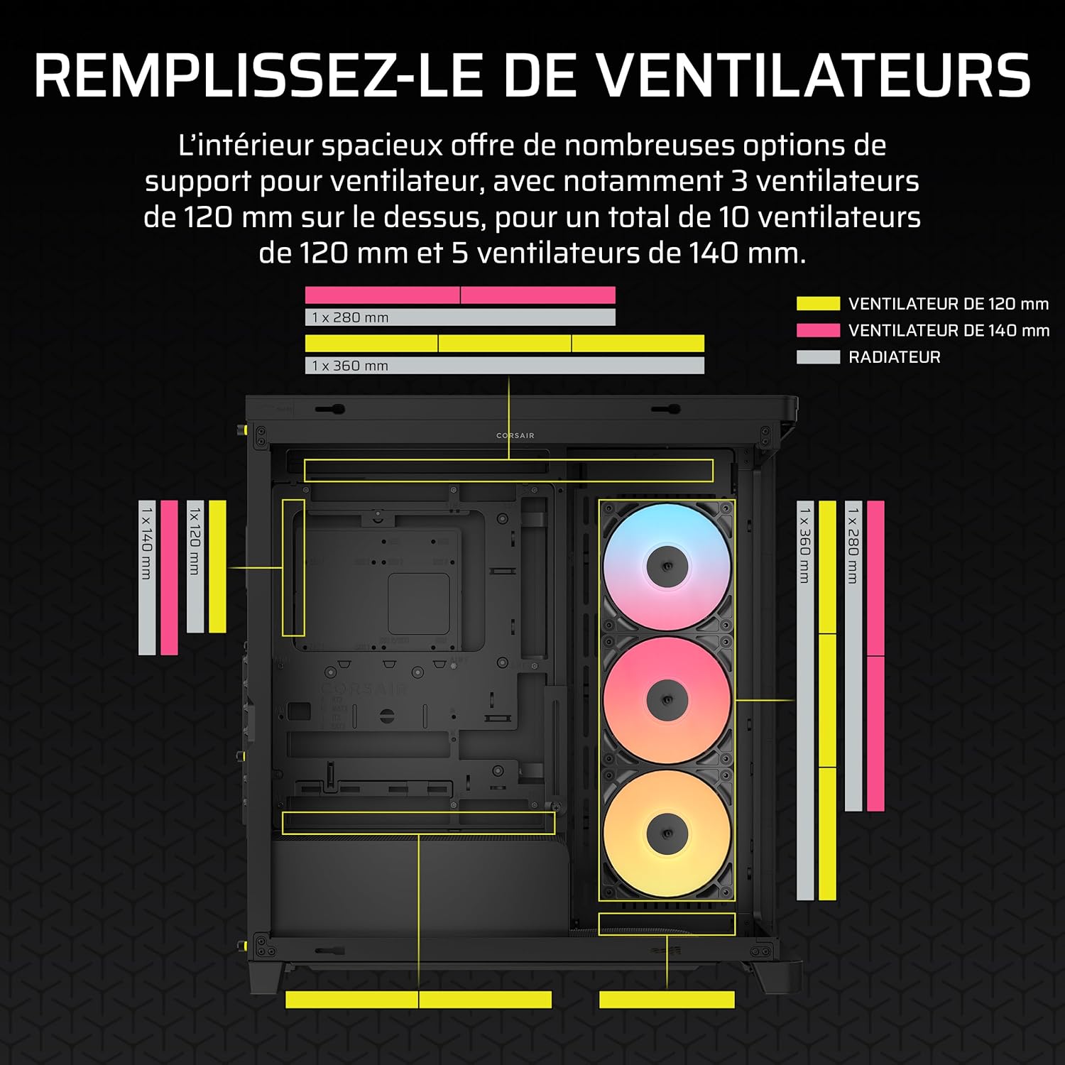 Thumbnail 6 de Corsair Frame 4500X RS-R ARGB : boîtier moyen-tower avec verre panoramique et fixation ventilateurs InfiniRail