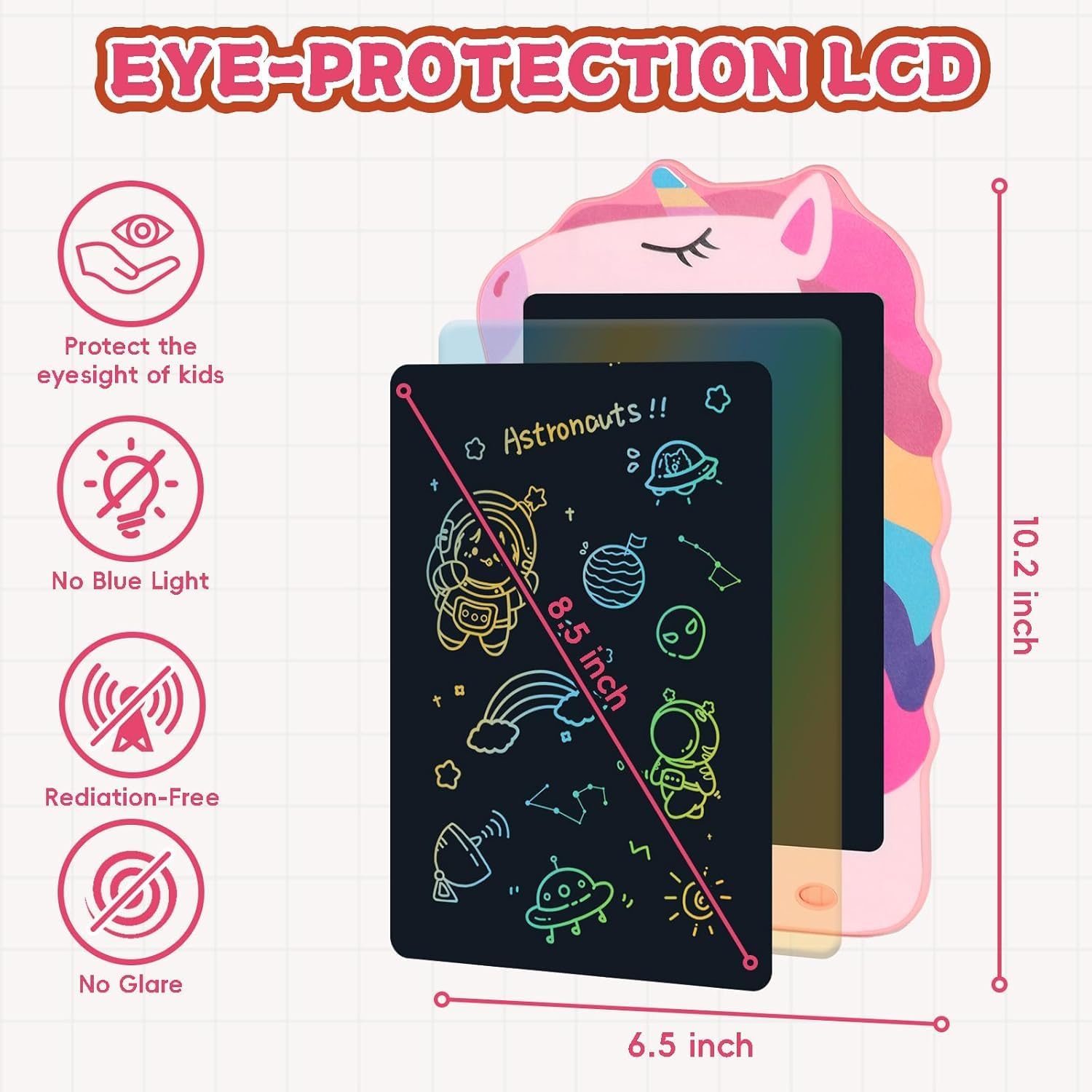 Thumbnail 5 de Decute KM806 LCD Writing Tablets, 8.5-Inch Unicorn 2-Pack in Pink and Purple