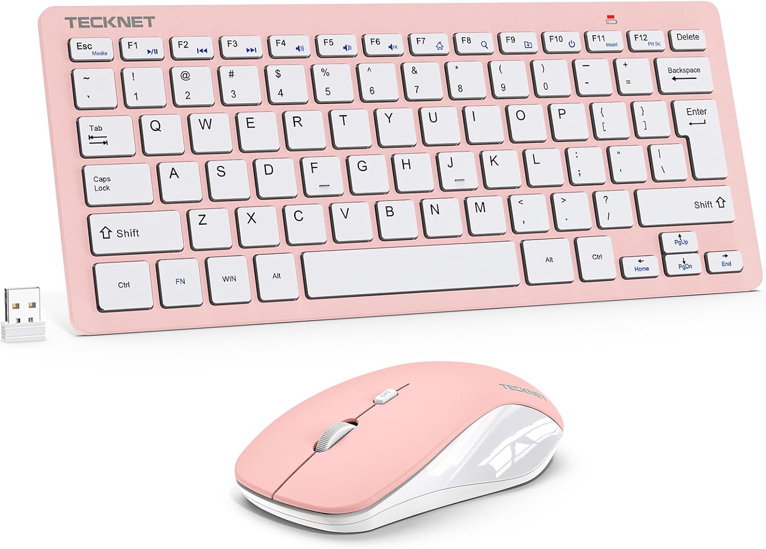 Detalle de TECKNET Kabelloses Tastatur- und Maus-Set Rosa – Deutsch QWERTZ, 2,4 GHz, 15 m Reichweite