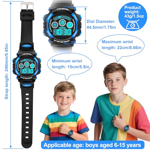 Thumbnail 5 de DTKID Digitale Kinderuhr – 7-Farben-LED, Stoppuhr, Wecker, Datum, 5 ATM wasserdicht