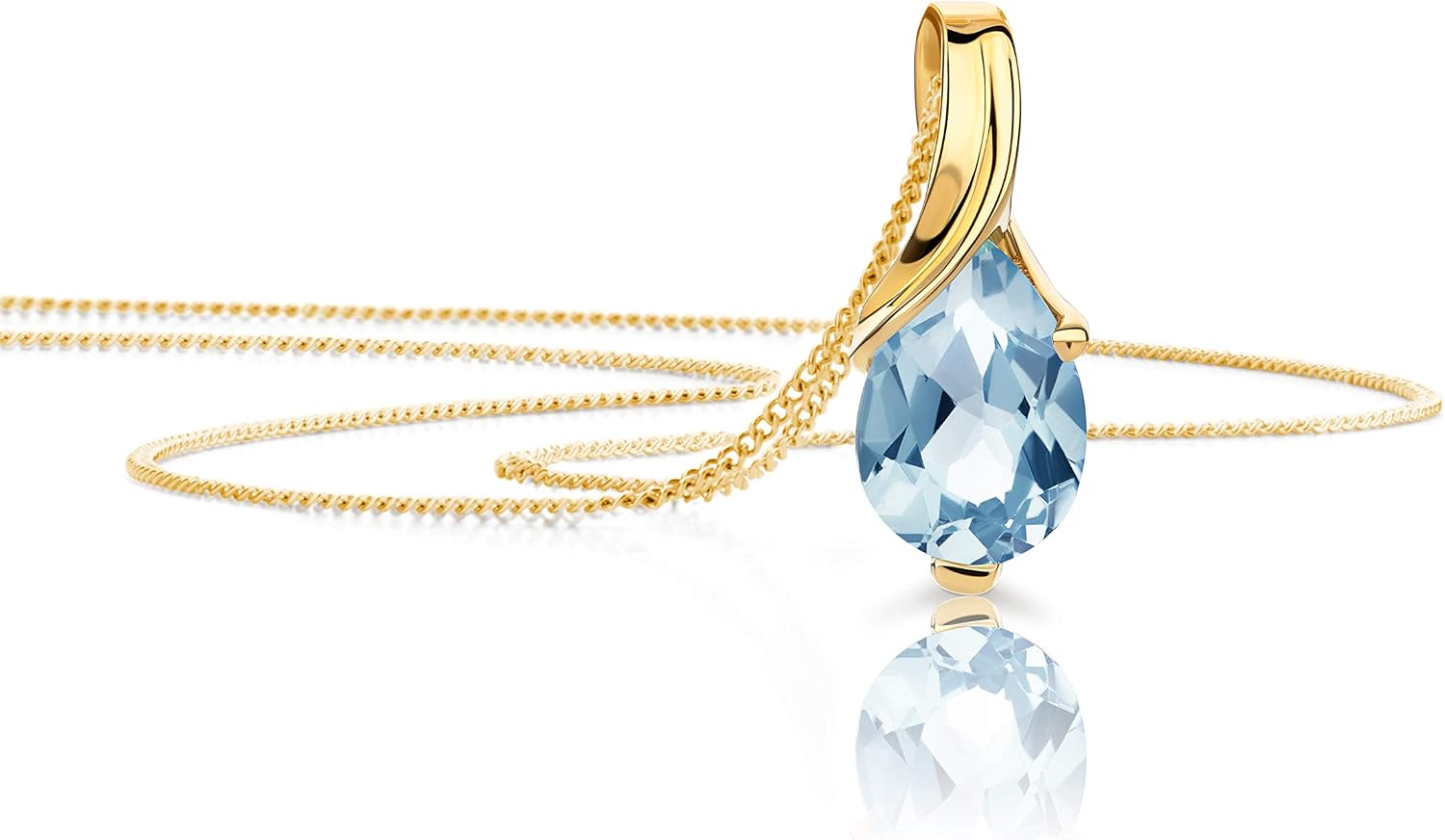 Detalle de Orovi Bijoux Femmes Collier avec Pendentif Poire en Topaze bleue et Or Jaune 9K (375) – 45 cm