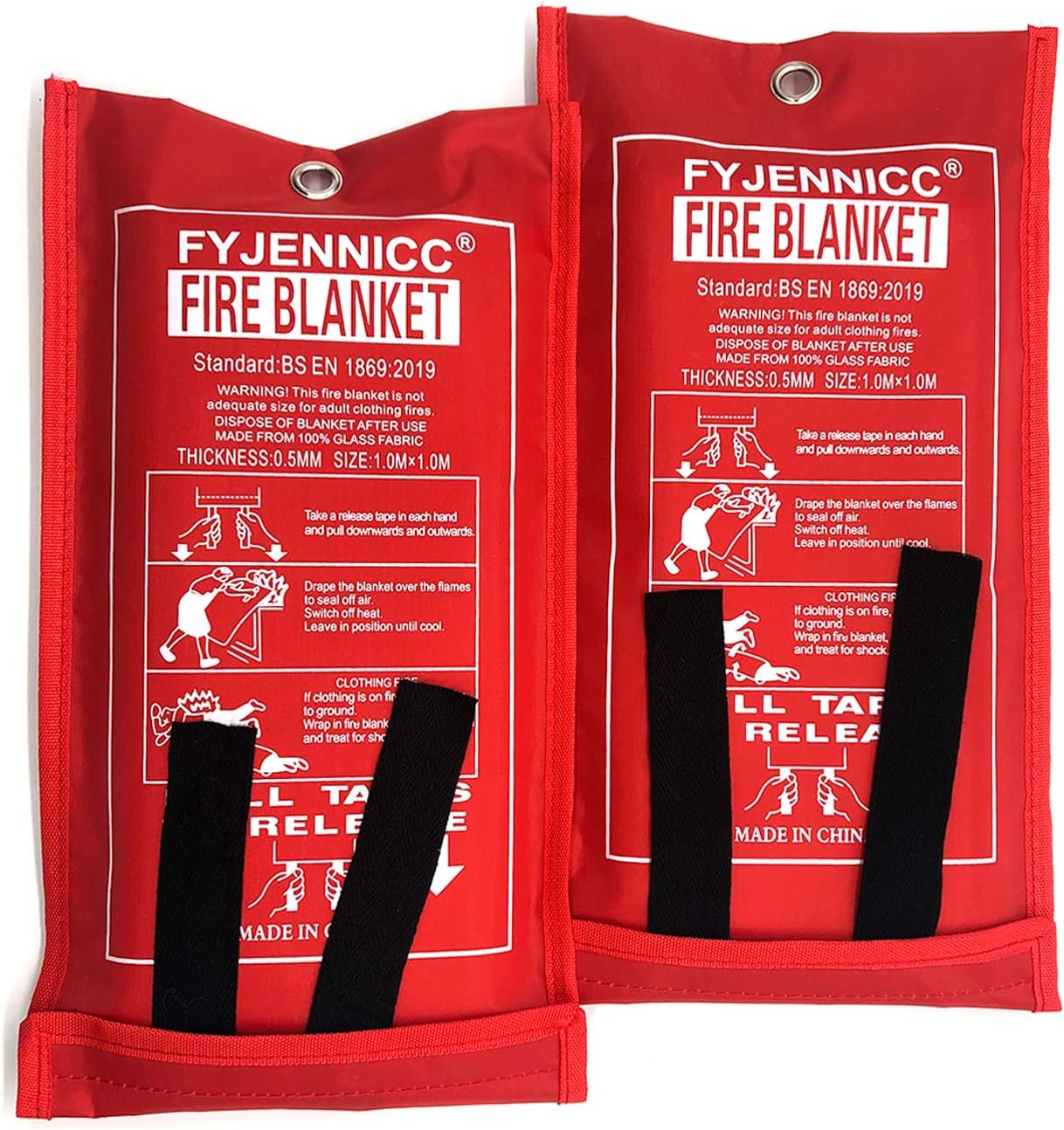 Thumbnail 6 de FYJENNICC Fibreglass Fire Blanket (with flame-retardant cotton tapes), 39.3×39.3 inches, 4-pack