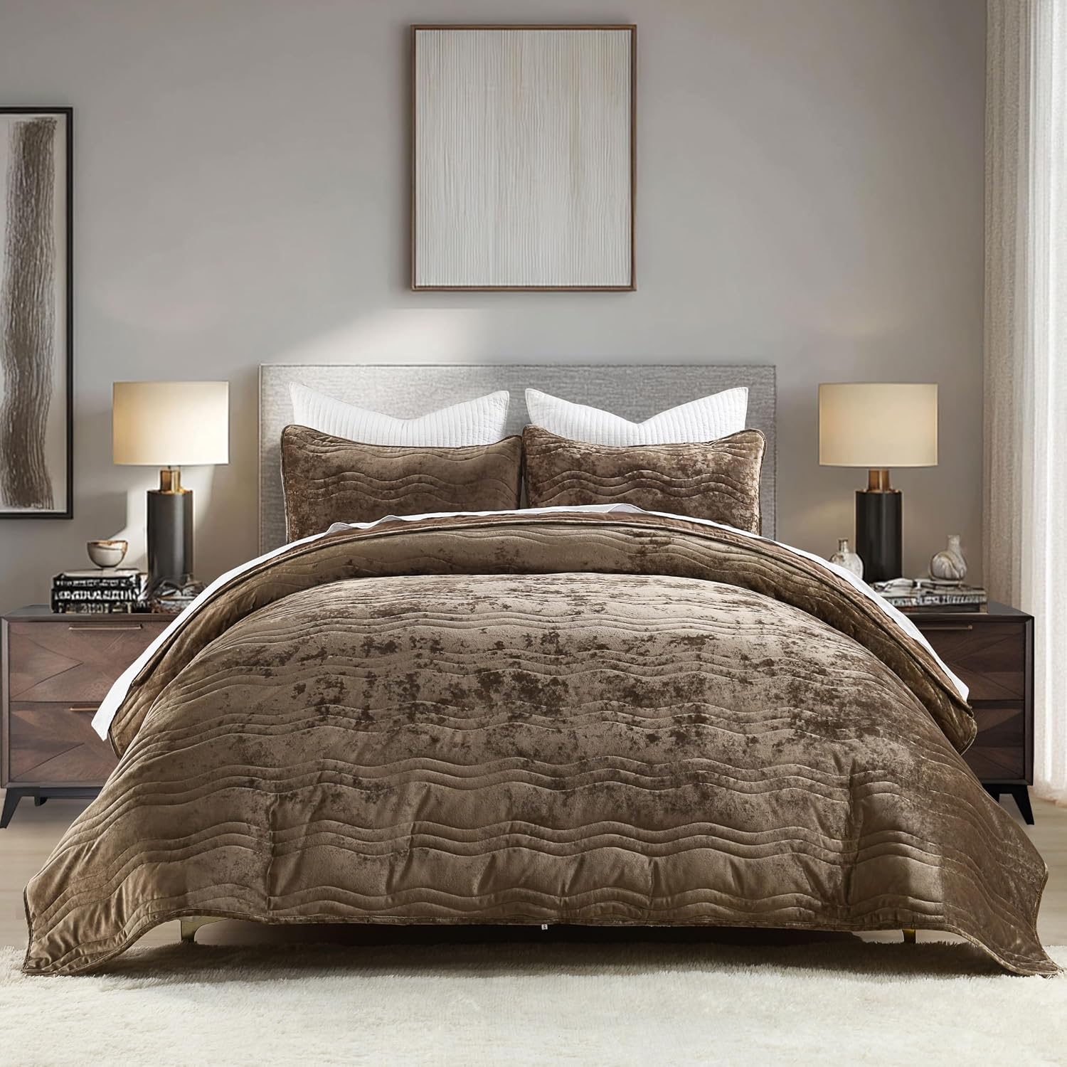 Detalle de AJOCCI Velvet Quilt Set, King Size