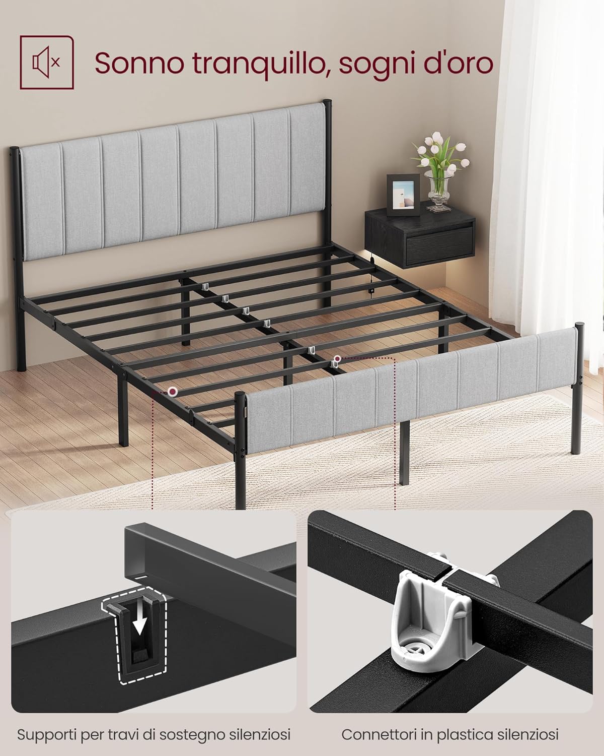 Thumbnail 5 de VASAGLE RMB975G01 Struttura Letto 160x200