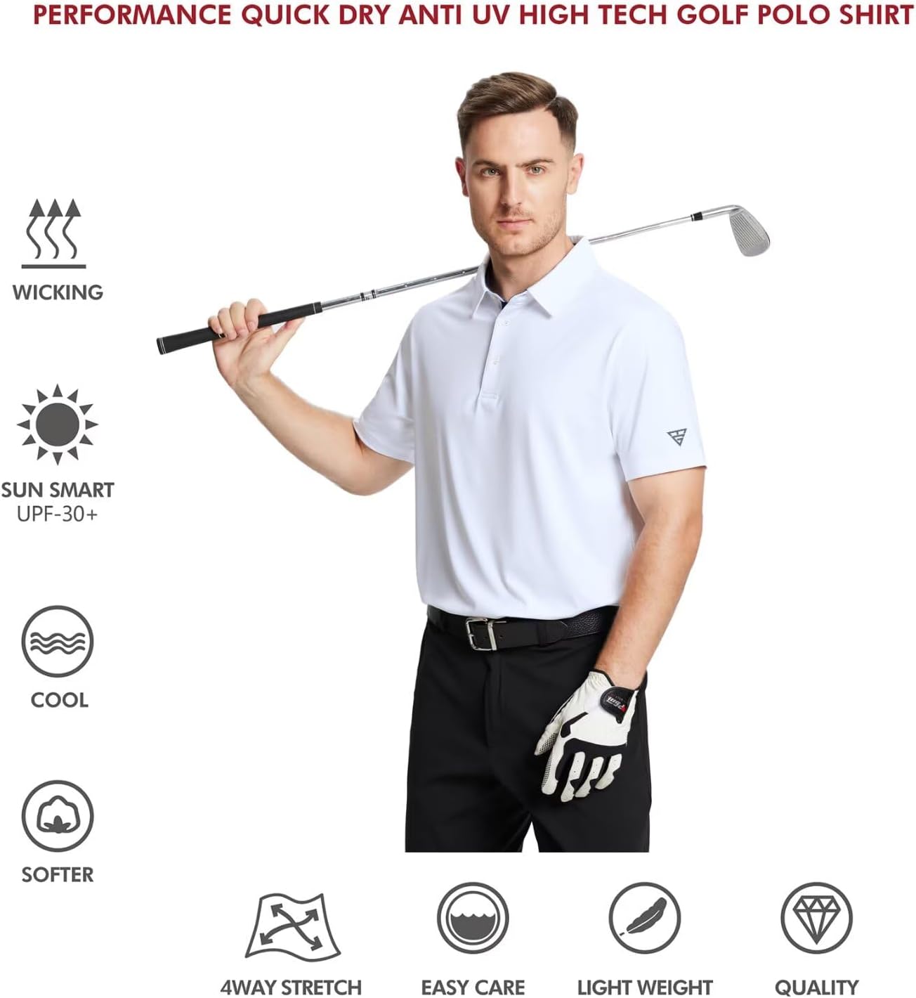 Thumbnail 4 de Men’s Dry-Fit Polo Shirts (Short & Long Sleeve) – Polyester Spandex Solid Performance Collared Golf Polos