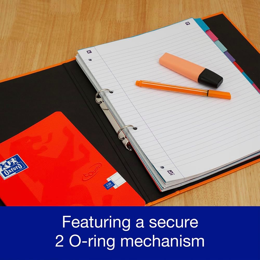 Detalle de Oxford Premium A4 Ring Binder (Orange) – 25mm Capacity, Laminated Paper on Board
